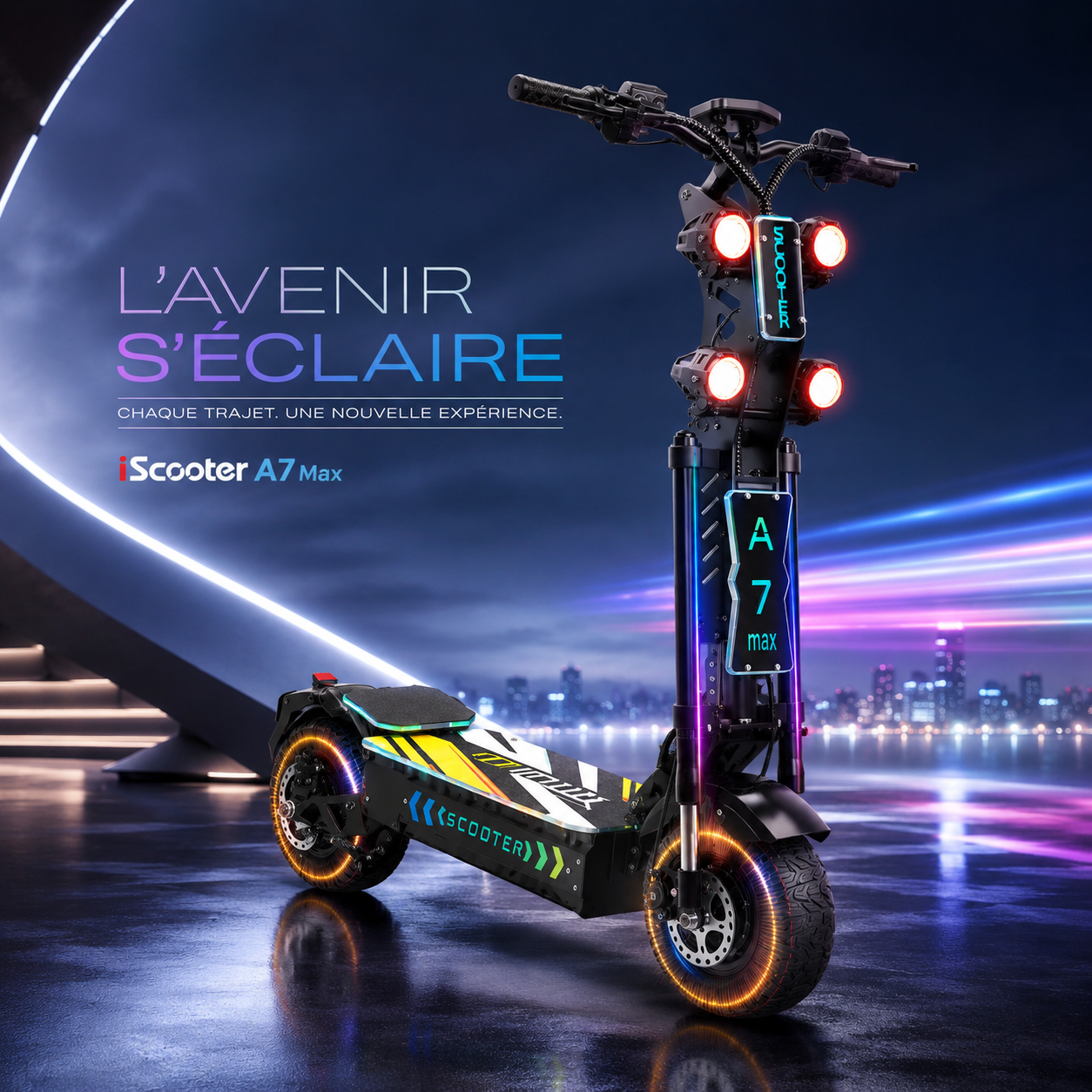 Éclairage LED de la trottinette électrique de nuit — visuel fabricant