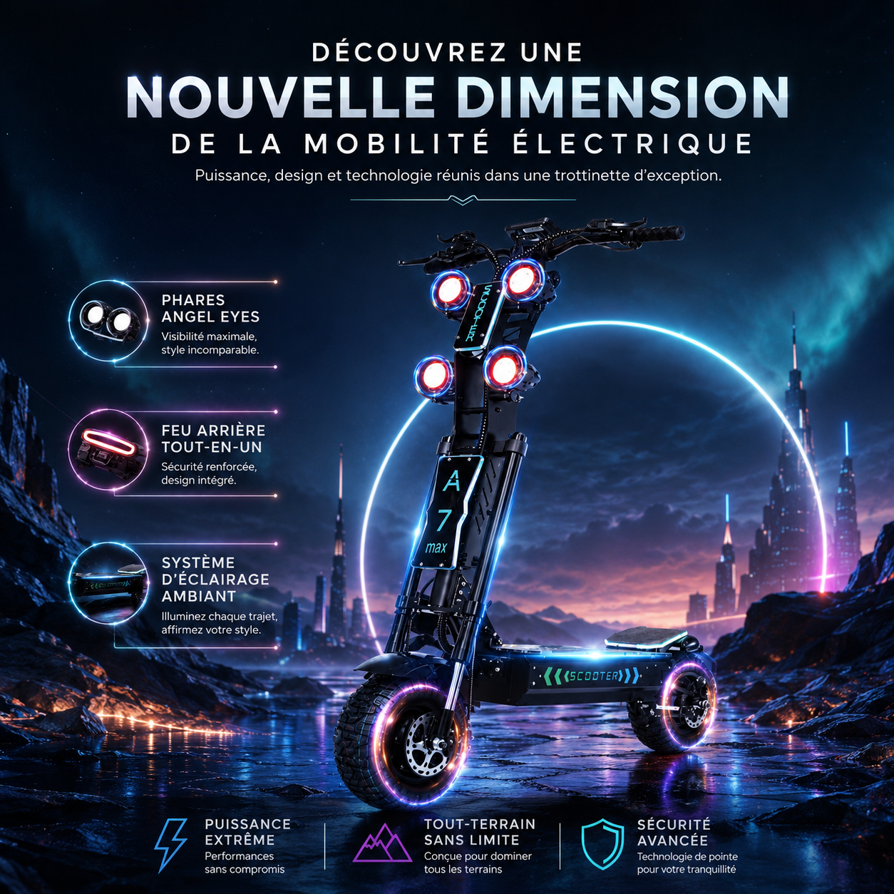 Phares et système d'éclairage de la trottinette électrique — visuel fabricant