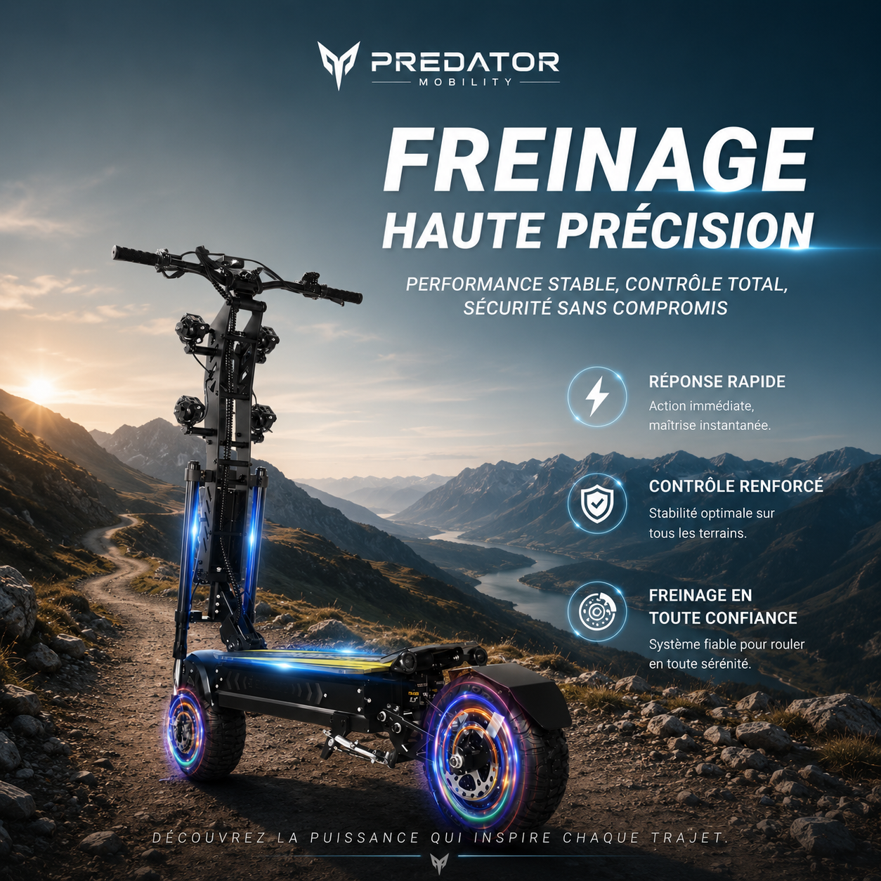 Système de freinage haute précision de la trottinette électrique tout-terrain — visuel fabricant