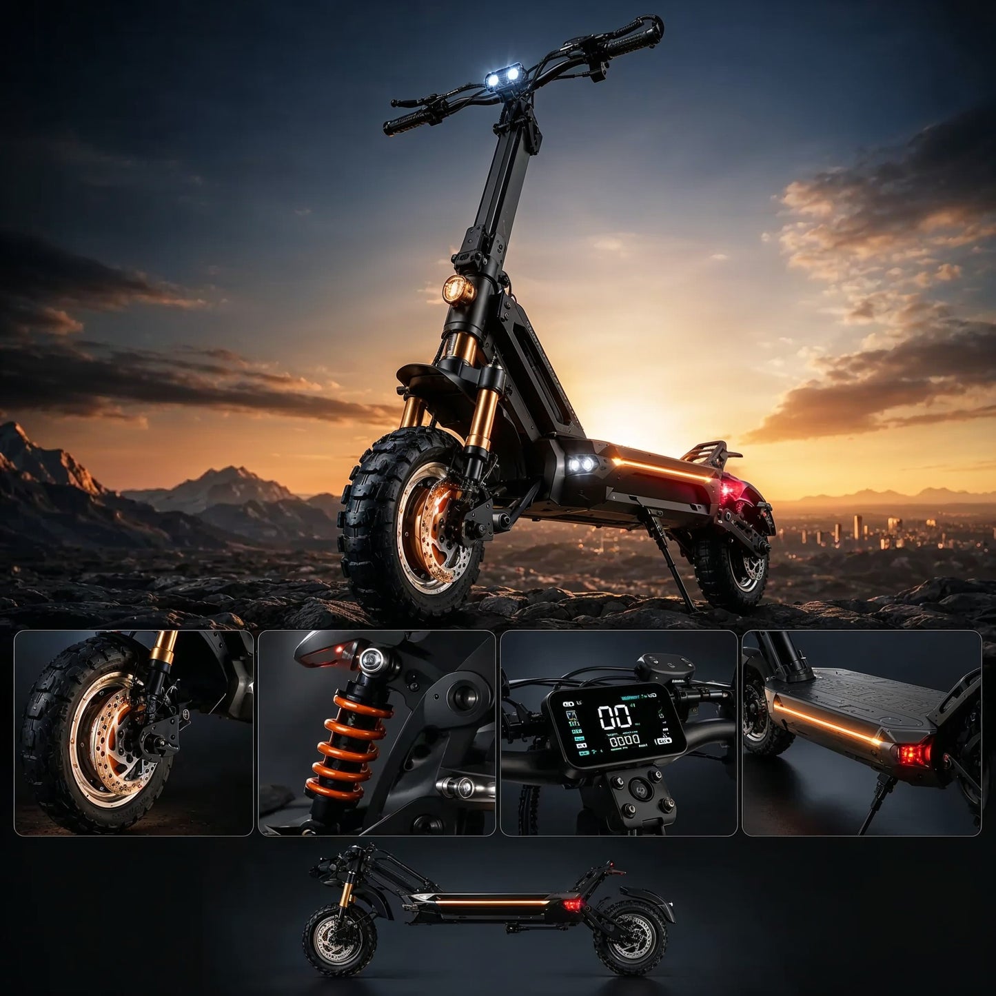 Trottinette électrique J30MAX - Double moteur 6000W tout-terrain