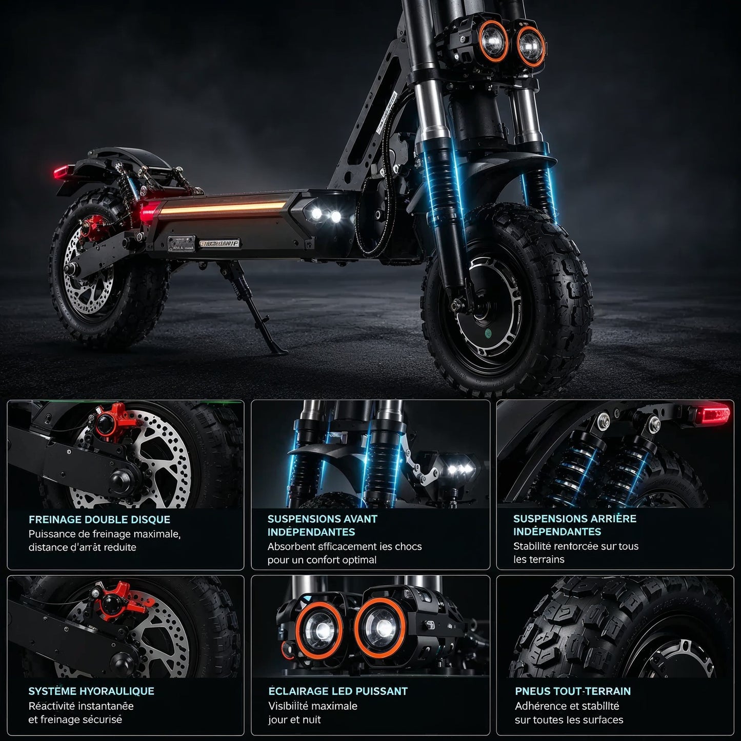 Trottinette électrique J30MAX - Double moteur 6000W tout-terrain