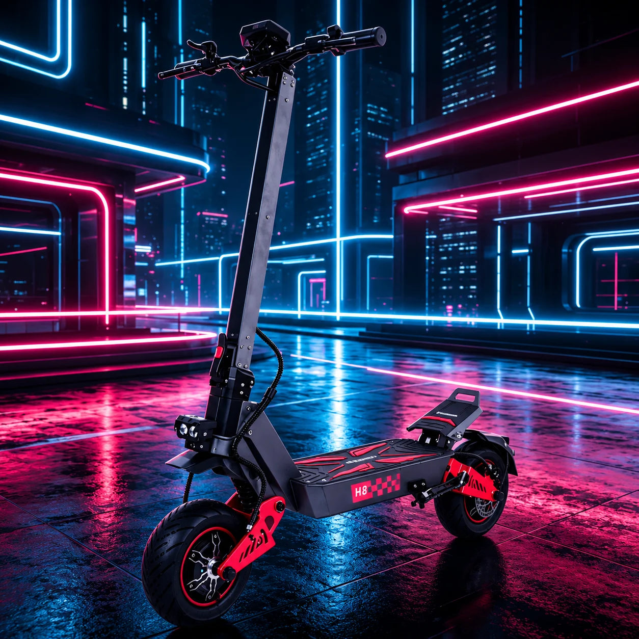 Trottinette électrique tout-terrain double moteur avec plateau antidérapant